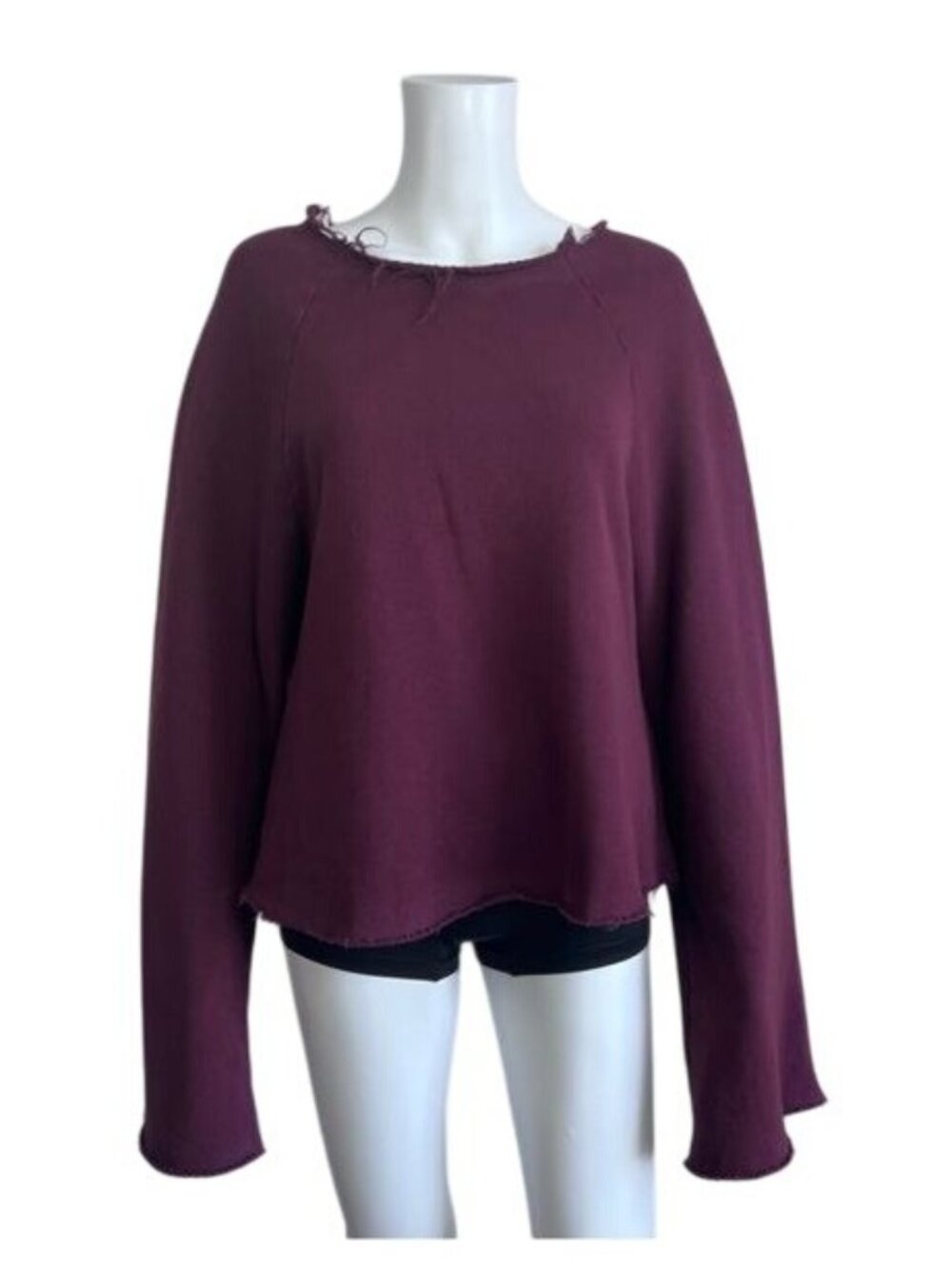 Errant Clothing Raw Hem Flare Sleeve Sweatshirt - S